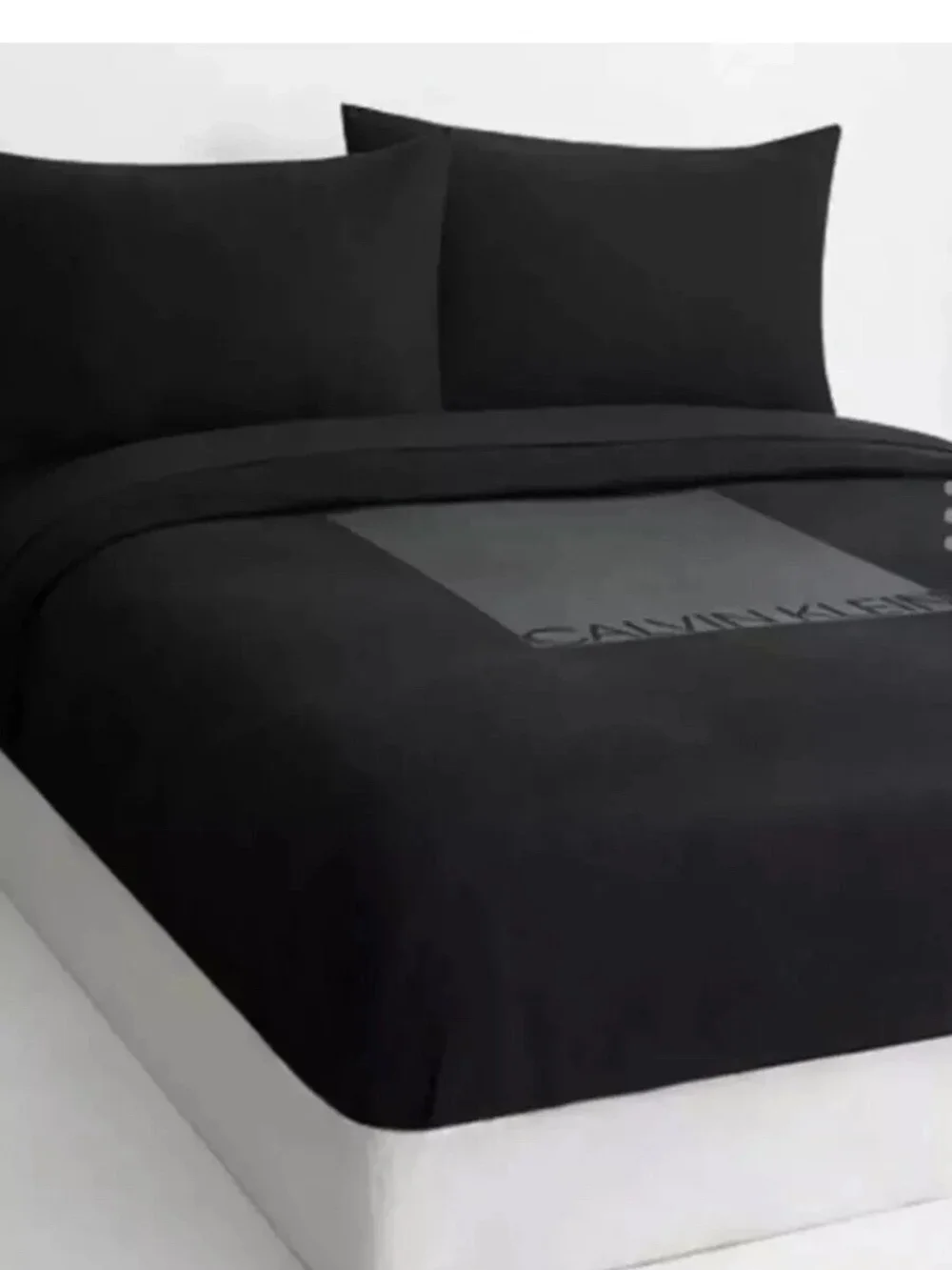 Calvin Klein Black & Gray Logo Panel Duvet Cover
